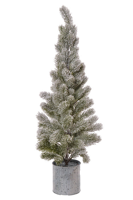 30" Snow Pine With Pot Green/White