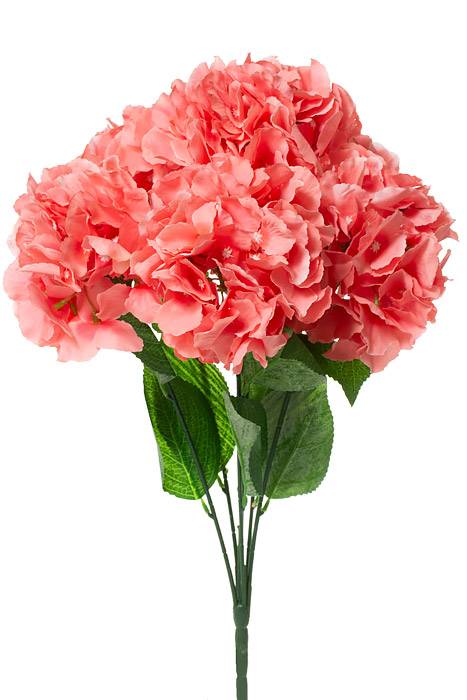 21.5" Silk Hydrangea Bush Coral
