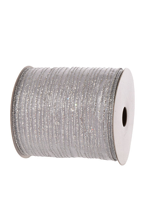 4" X 10Yd Wired Twinkling Ribbon Silver