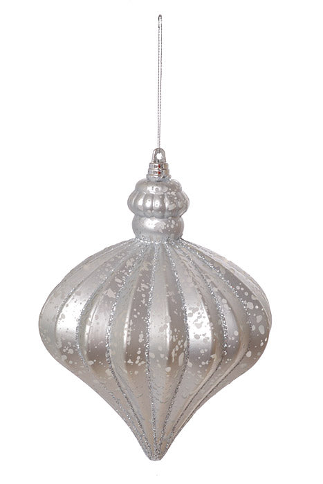 7" X 6" Straight Coconuts With Glitter Ornament Mercury Matte Silver