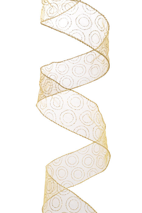 2-1/2" X 50Yd Wired Jupiter Ribbon Gold/Gold