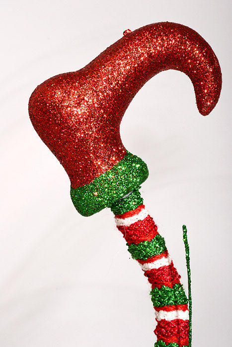 32" Glitter Elf Leg Stem Red/Green