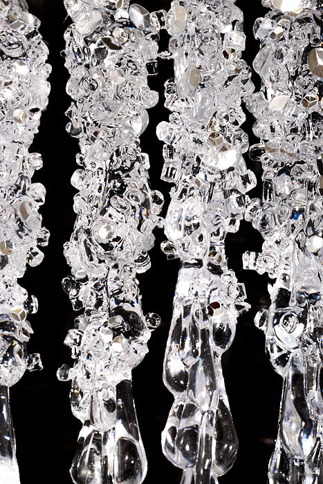 8" Teardrop Icicle With Sequin Clear/Silver Pkg/6