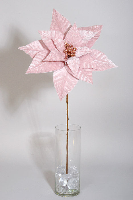 26" Velvet Poinsettia Stem Pink