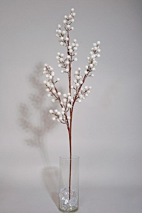 35" Glitter Berry Spray White