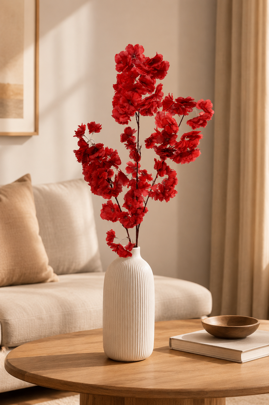 39" Silk Cherry Blossom Spray Red