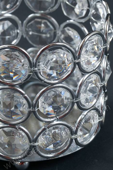 3" X 2.5" Crystal Bead Candle Holder Silver/clear