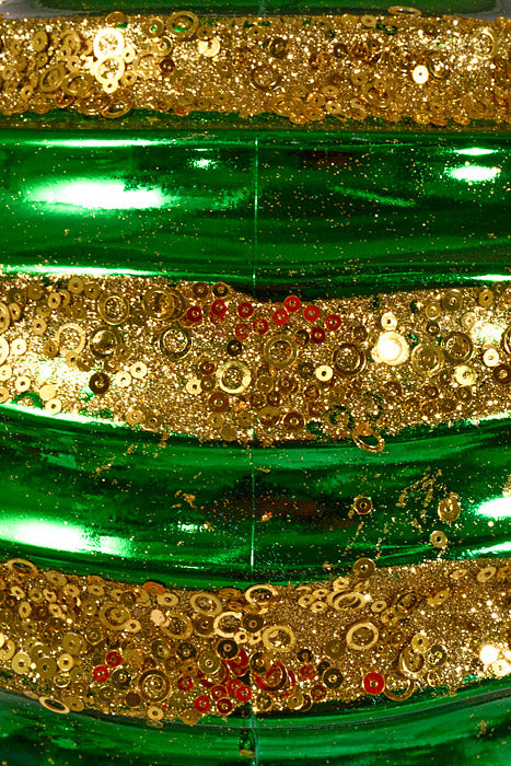 300Mm Plastic Ball with Glitter/Sequin Ornament Green