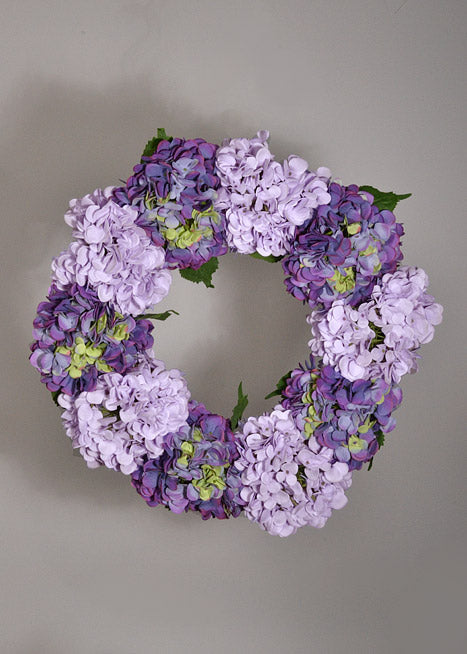 20" Silk Hydrangea Wreath Mixed Purple