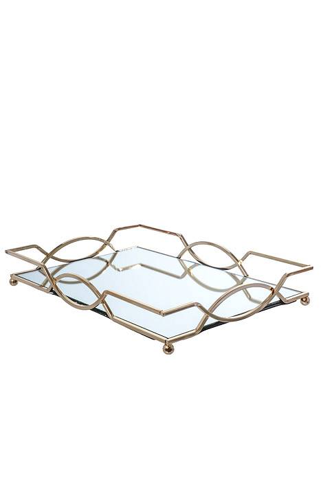 11.5"/17.75" Metal/mirror Rectangular Tray Gold