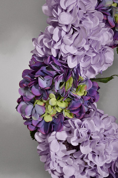 20" Silk Hydrangea Wreath Mixed Purple