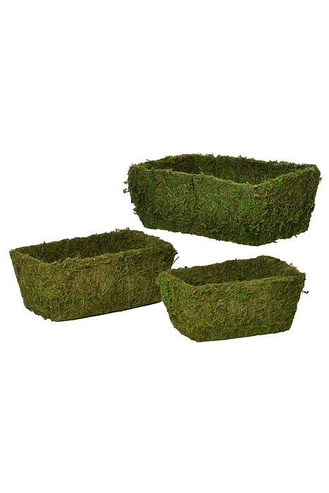 8/10/12" Chino Deco Moss Basket Planter Green Set-3
