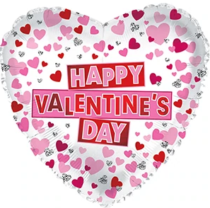 17" Heart Foil Balloon Happy Valentine Day Red & Pink Hearts Pkg-10
