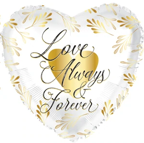 17" Heart Foil Balloon Always & Forever Gold/Black Pkg-10