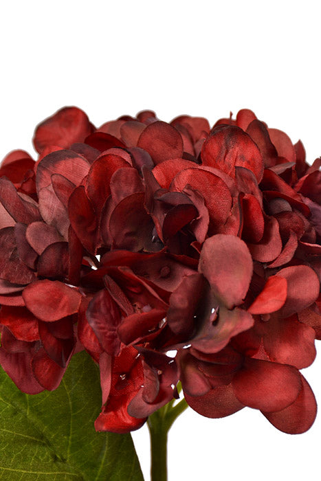 13.75" Silk Hydrangea Spray Burgundy