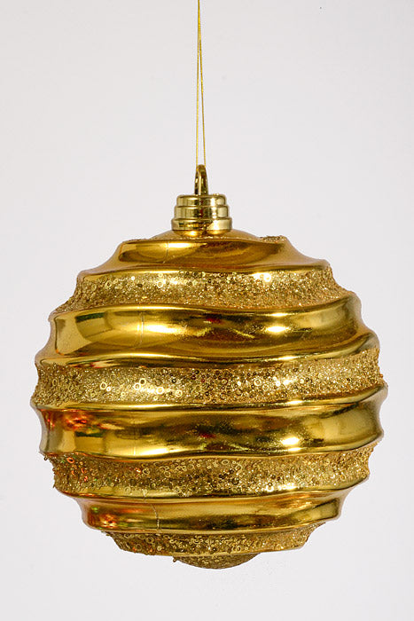 300Mm Plastic Ball with Glitter/Sequin Ornament Gold