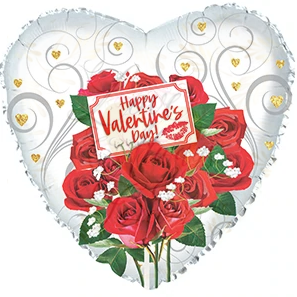 17" Heart Foil Balloon Happy Valentine Day Rose Bouquet Red Pkg-10