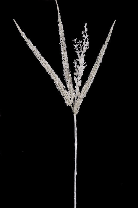 24" Glitter Foxtail Grass Spray White
