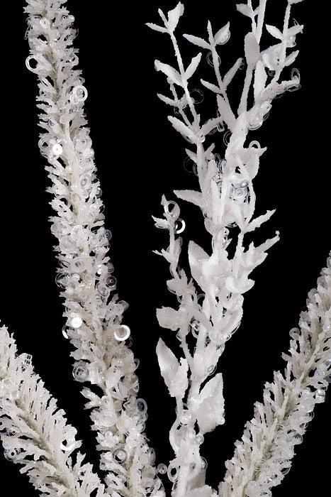 24" Glitter Foxtail Grass Spray White