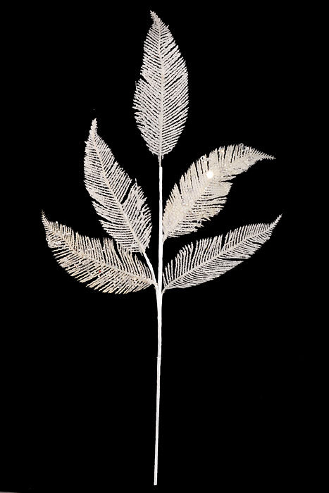 27.5" Glitter Fern Spray White