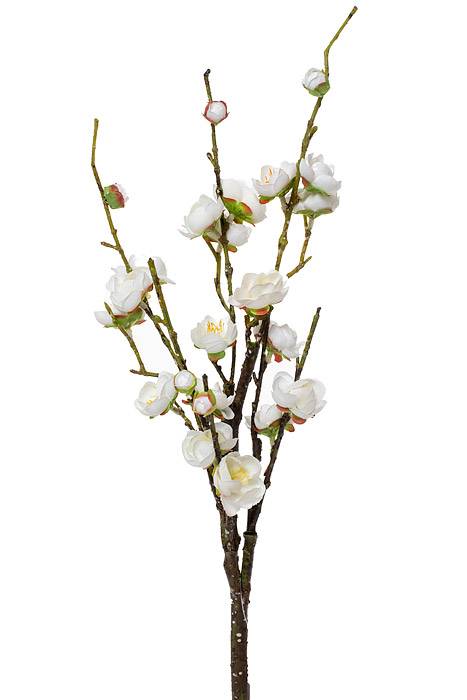 20" Silk Plum Blossom Pick White