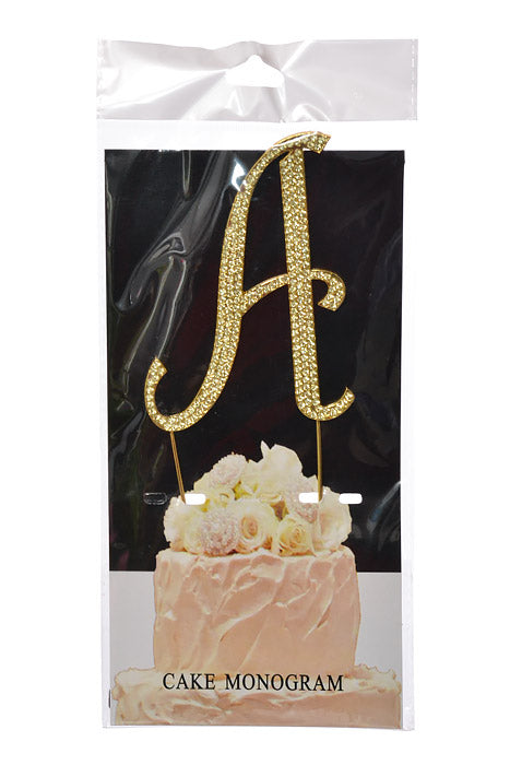 4.75" Rhinestone Monogram Letter "A" Gold