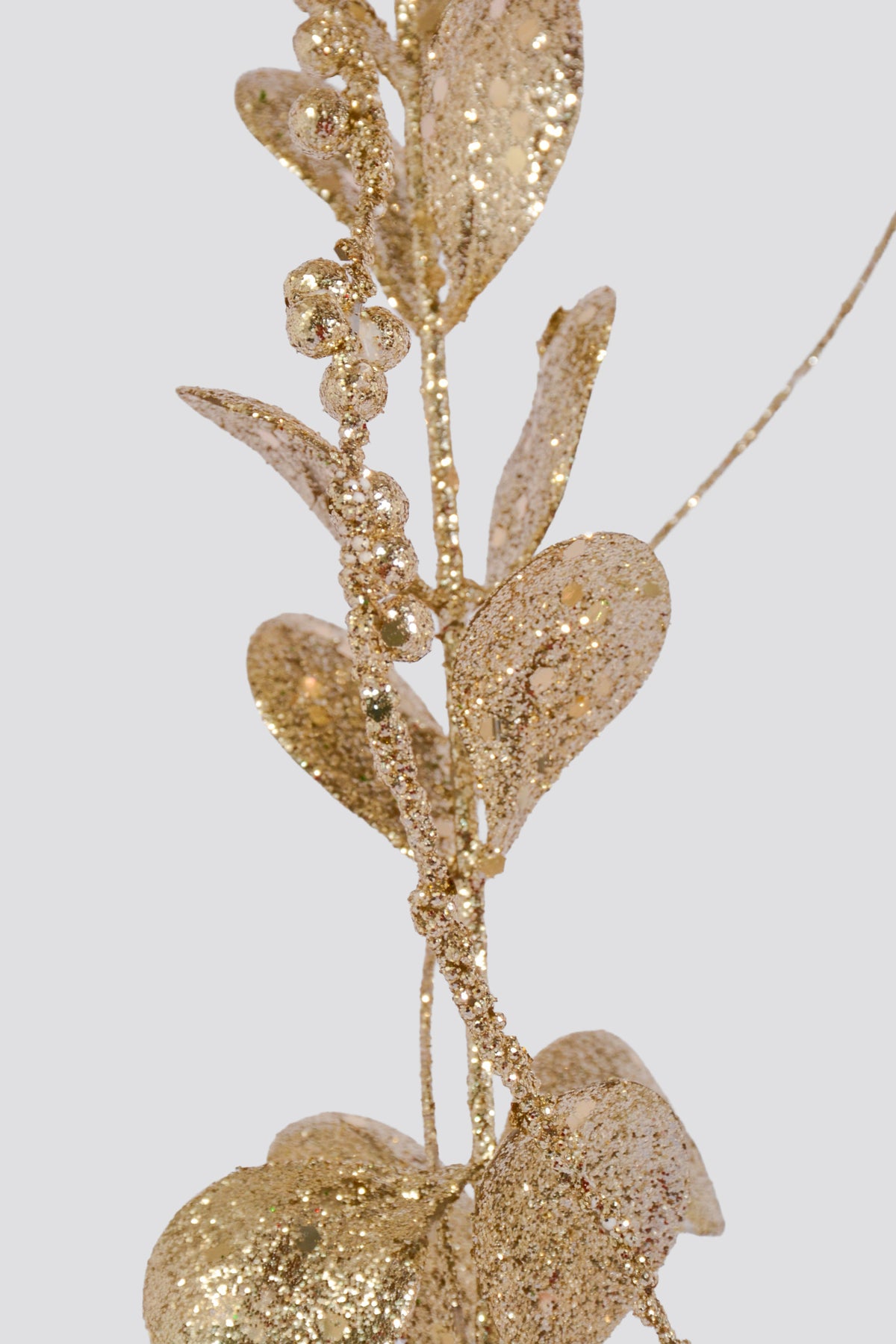 30" Glitter Berries Leaves Stem Champagne