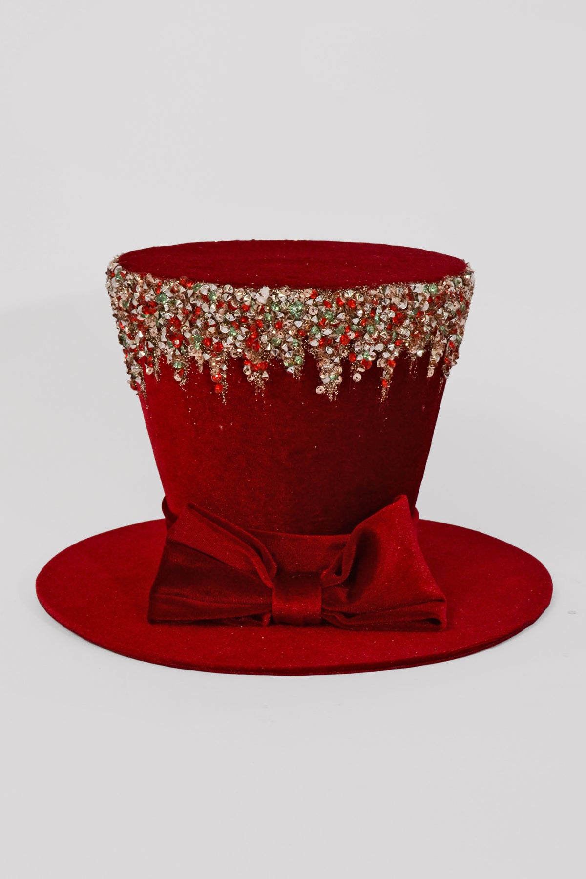 7" Velvet Hat Red