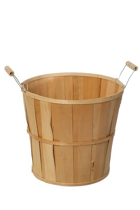 11" X 11" Rnd Spwd Bushel W/wire Hdl Beige