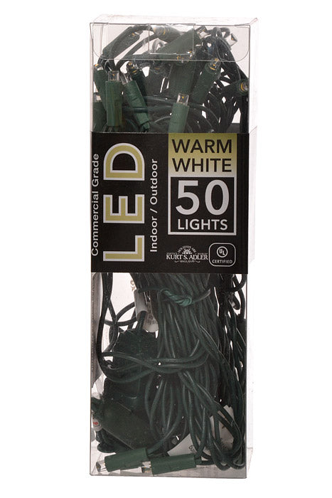 25.5Ft Ultra 50 Light 5Mm Led With Green Wire Light Set Warm White