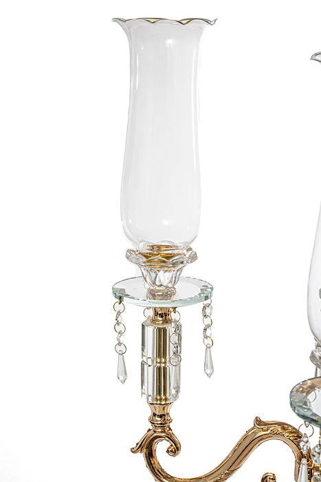 39" Crystal 5-lite Candelabrum W/beads Gold