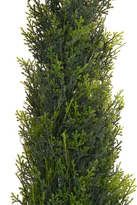 36" Potted Cypress Cone Topiary Two Tone Green