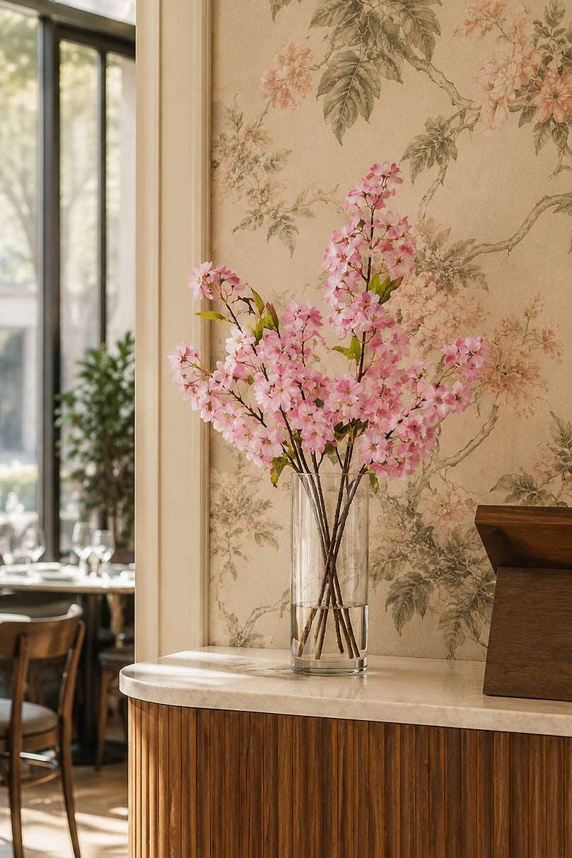 35.5" Silk Cherry Blossom Spray Pink