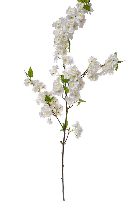 49" Silk Cherry Blossom Spray White
