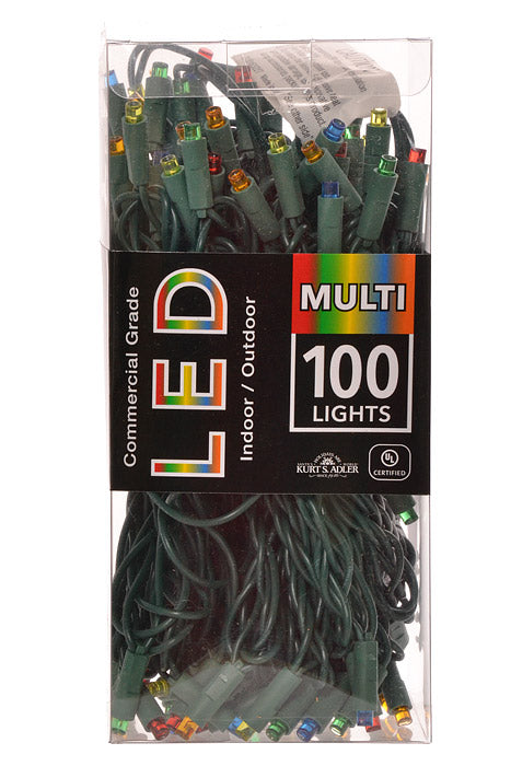 50Ft 100 Light 5Mm Led With Green Wire Light Set Multicolored