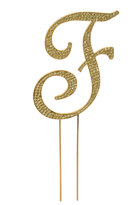 4.75" Rhinestone Monogram Letter "F" Gold