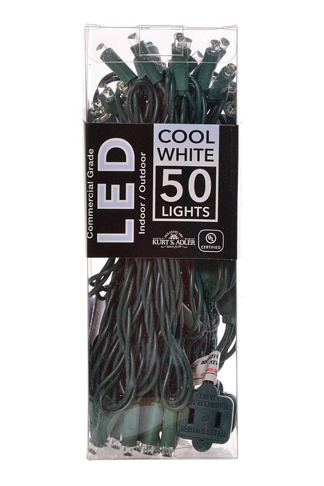 25.5Ft Ultra 50 Light 5Mm Led With Green Wire Light Set Cool White