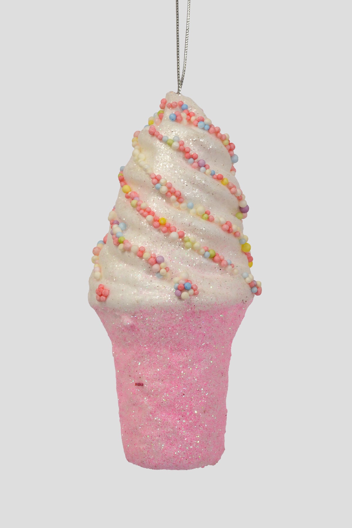 6.5" Ice Cream Cone Ornament Pink