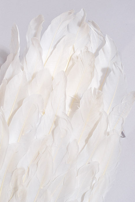 56" Feather Standing Peacock White