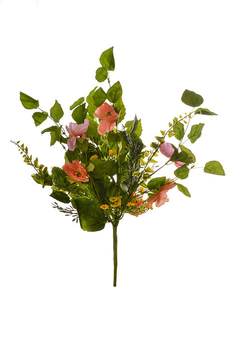 18" Silk Poppy Bush Multi-Color