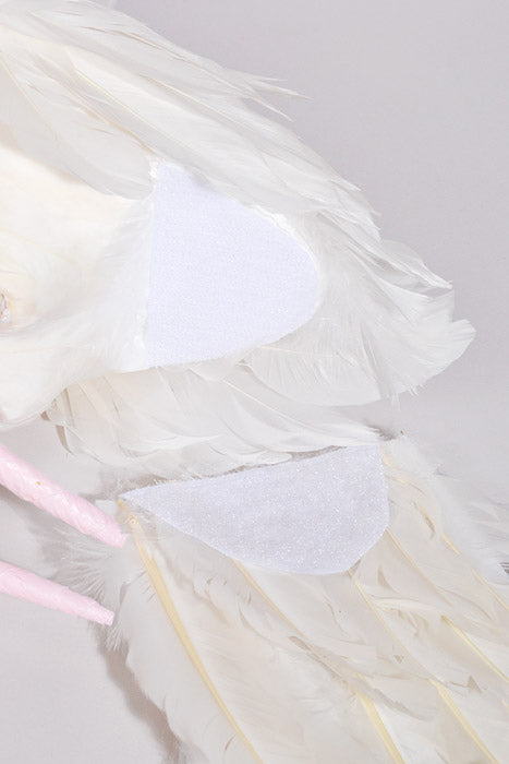 56" Feather Standing Peacock White