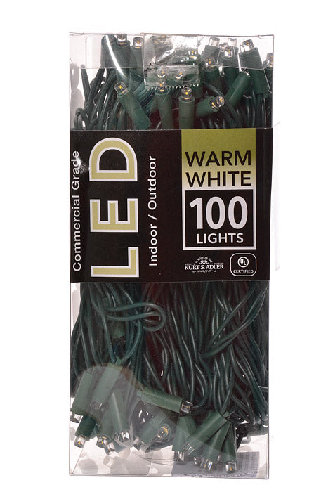 50Ft 100 Light 5Mm Led With Green Wire Light Set Warm White