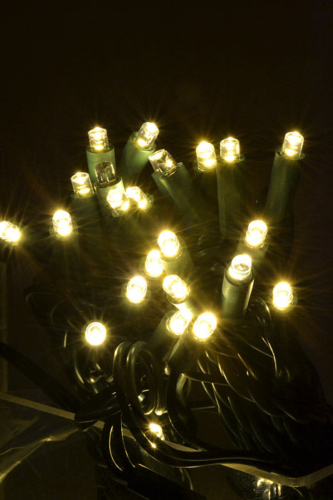25.5Ft Ultra 50 Light Twinkle Led Green Wire Light Set Warm White