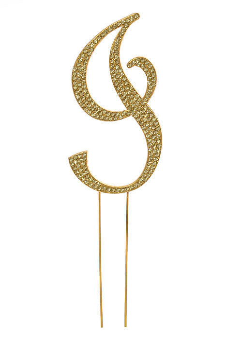 4.75" Rhinestone Monogram Letter "I" Gold