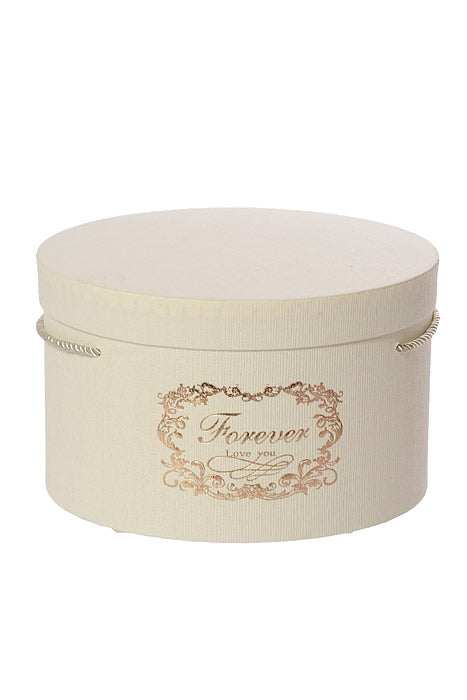 7.25" / 8.75" / 10" Round Gift Box With Lid Ribbon Ivory Set/3