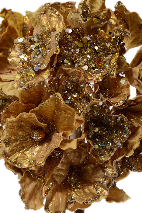 24" Crystal Encrusted Hydrangea Stem Gold