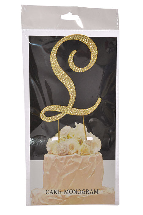 4.75" Rhinestone Monogram Letter "L" Gold