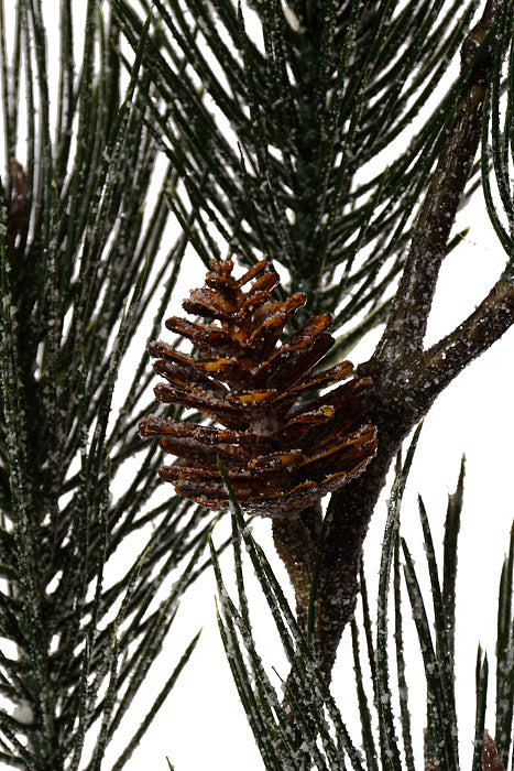 48" Frosted Pine Spray With Pine Cone Green/Bright