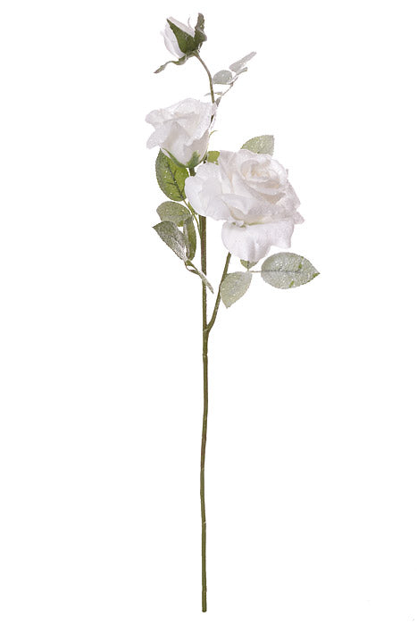 29.5" Snowed Garden Rose Spray White