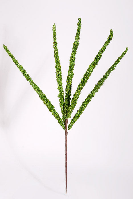 24" Glitter Foxtail Grass Spray Green